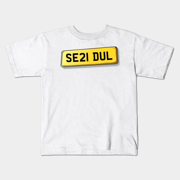 SE21 DUL Dulwich Number Plate Kids T-Shirt by We Rowdy